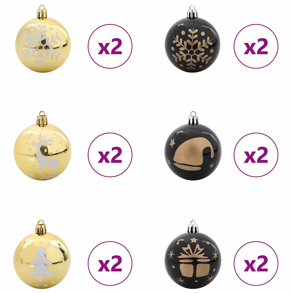 Christmas Bauble Set 40 pcs Black and Gold